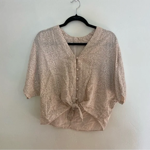 3/$15 Tie-Front Leopard Print Blouse - Picture 1 of 5